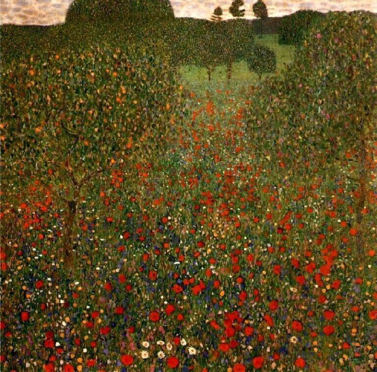 Oil painting Poppy-Field-Gustav-Klimt-oil-painting impression art landscape