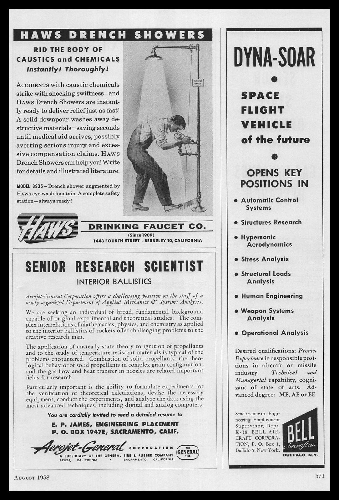 1958 HAWS Drinking Faucet Berkeley California Eye Wash Fountain Vintage Print Ad