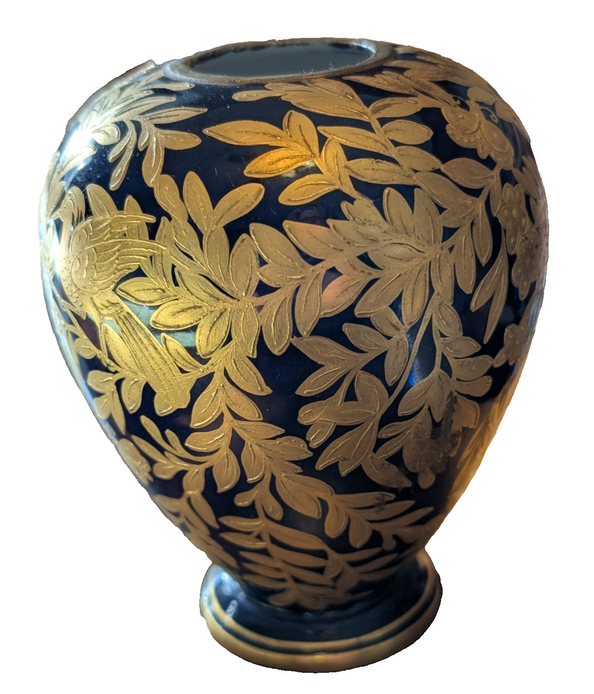 Antique Royal Crown Derby Vase Gold on Cobalt Blue with heavy gilt Antique Royal Crown Derby Vase Gold on Cobalt Blue with heavy gilt