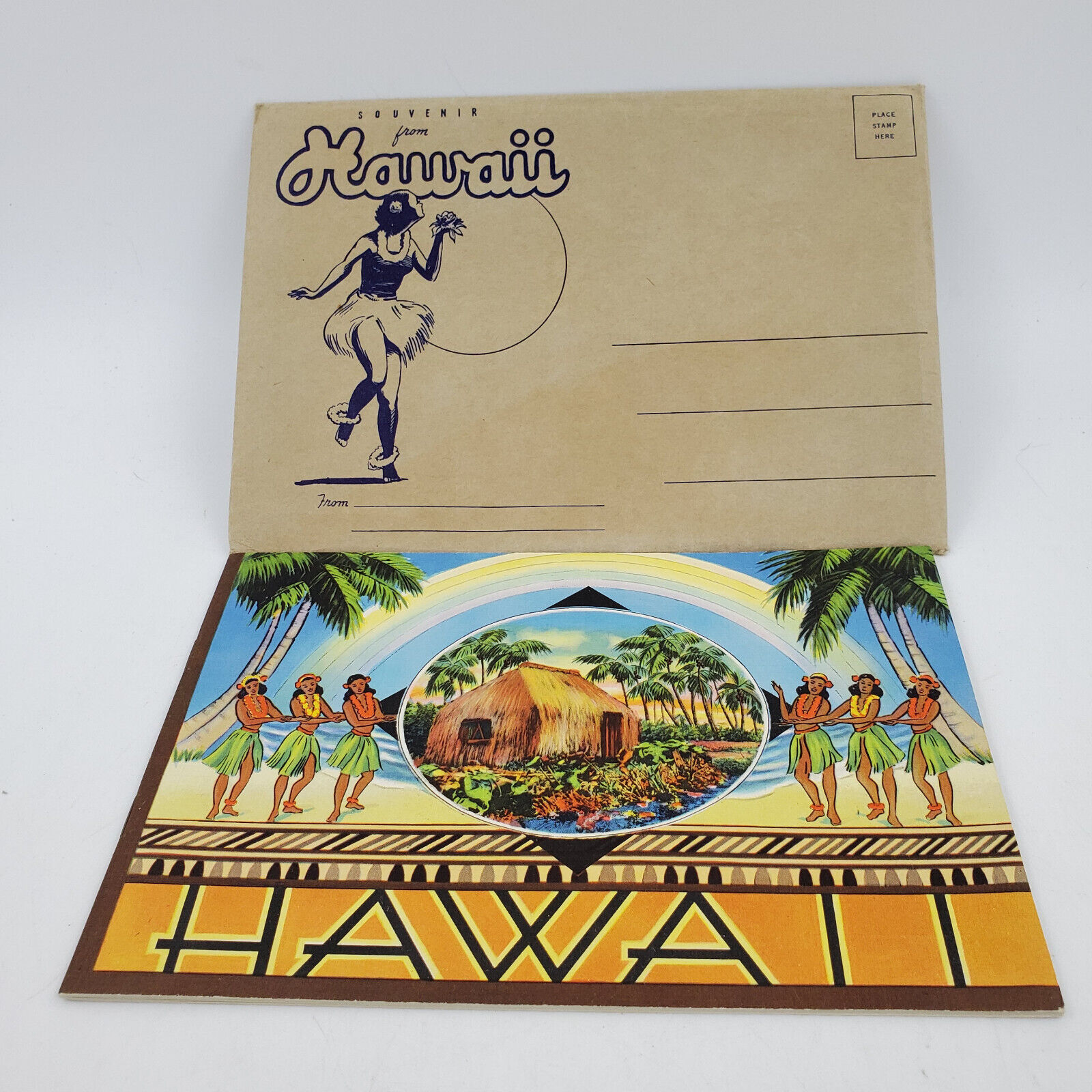 VTG HAWAII SOUVENIR BOOKLET OF COLOR VIEWS MAILING ENVELOPE  1943 CURT TEICH CO