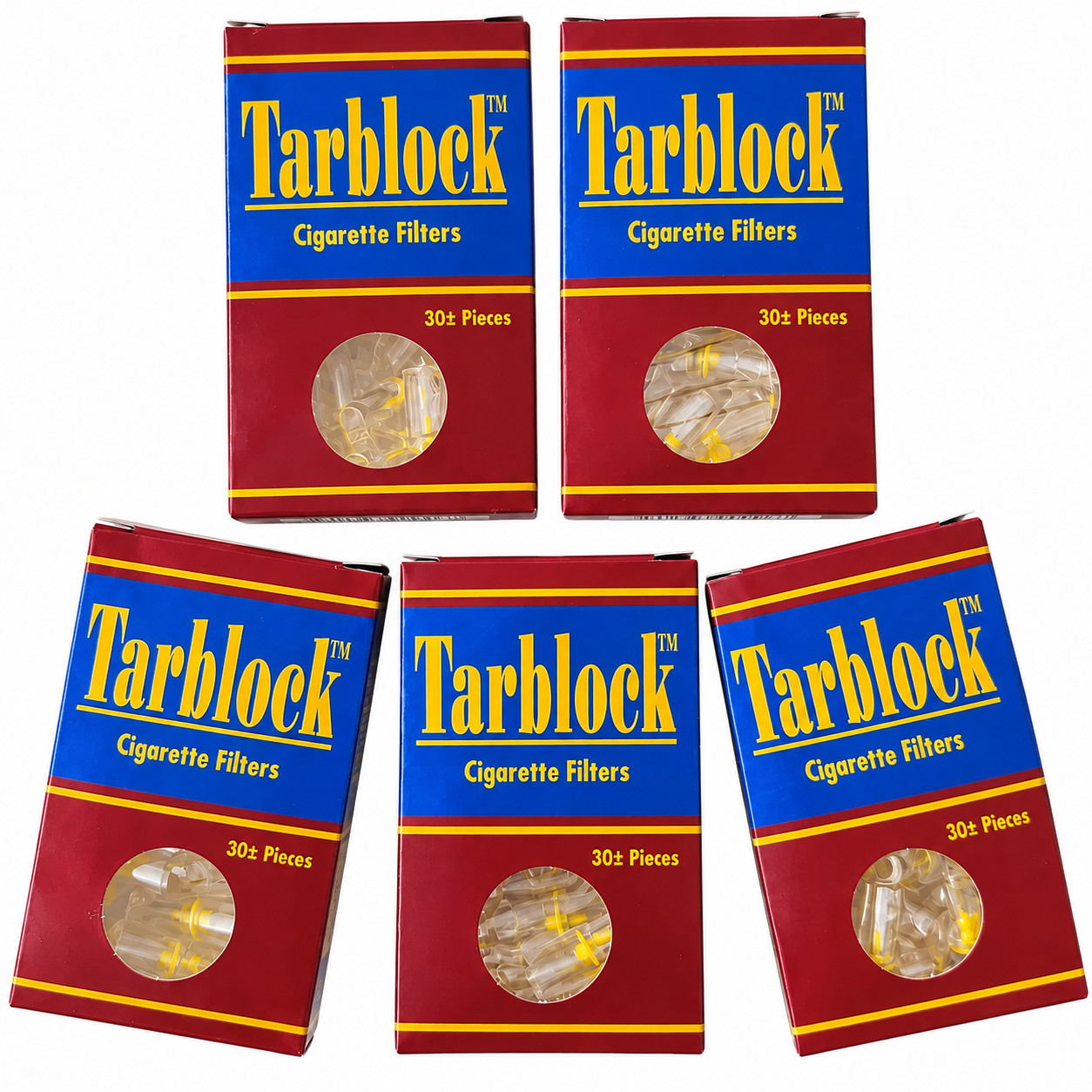 TARBLOCK Disposable Cigarette Filter Tips 4-Hole 5 Packs 150 Filters TARBLOCK Disposable Cigarette Filter Tips 4-Hole 5 Packs 150 Filters