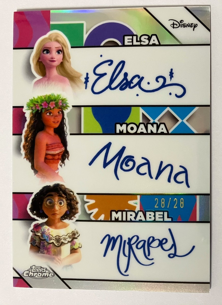 2026 Disney Topps Elsa Moana Triple Facsimile Auto Card /28 Omega Bookend 2026 Disney Topps Elsa Moana Triple Facsimile Auto Card /28 Omega Bookend