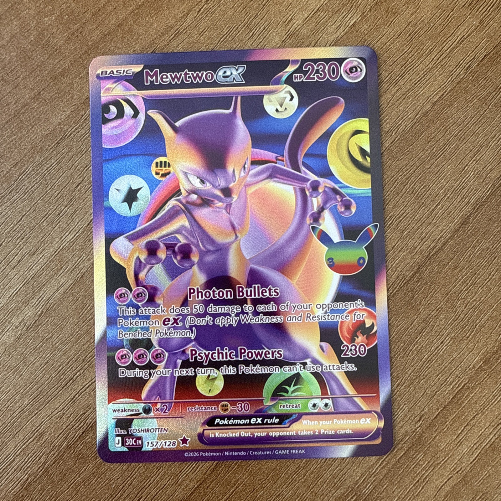 Mewtwo EX 157/128 Pokemon 30th Anniversary Celebration ENGLISH NM/Mint #1 Mewtwo EX 157/128 Pokemon 30th Anniversary Celebration ENGLISH NM/Mint #1