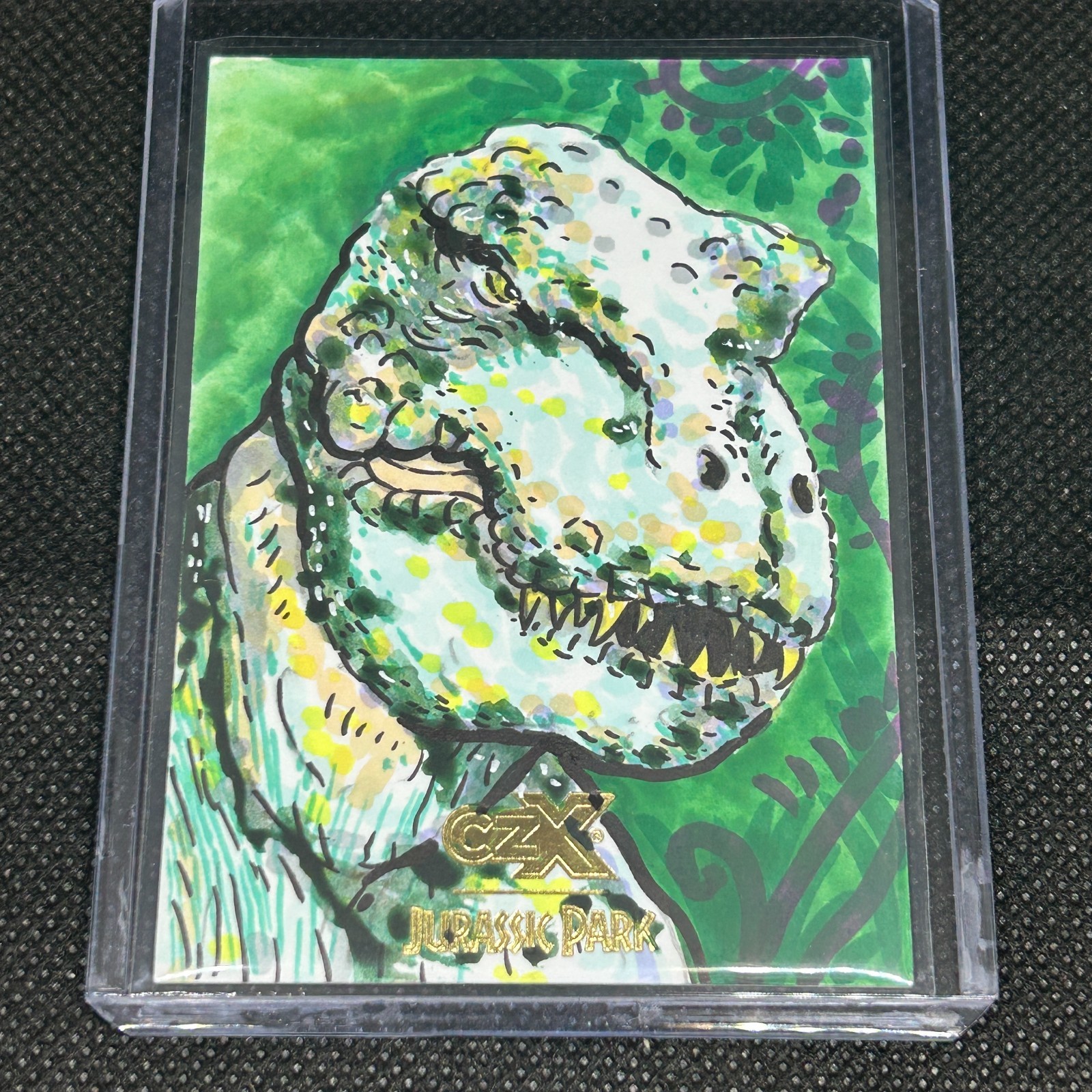 2026 JURASSIC PARK CRYPTOZOIC CZX T-REX GREEN SP 1/1 ARTIST SKETCH SIGNED SURIN 2026 JURASSIC PARK CRYPTOZOIC CZX T-REX GREEN SP 1/1 ARTIST SKETCH SIGNED SURIN