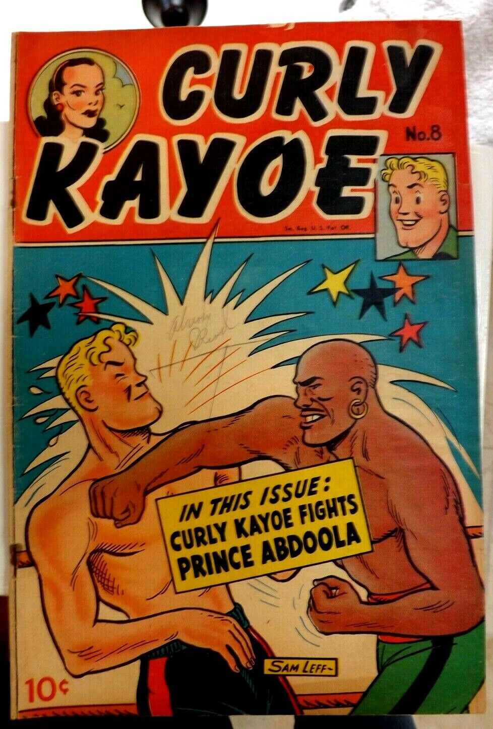 VTG 1940-50s CURLY KAYOE #8 TEN CENT COMIC BOOK GOLDEN AGE BOXING COVER SAM LEFF