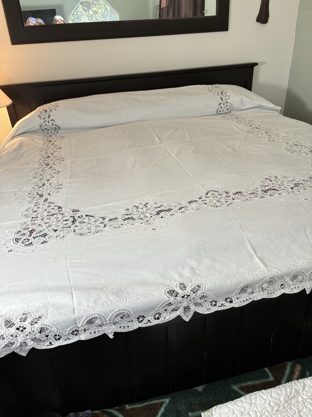 NOS Vtg 1980s KEECO Handmade Battenburg Lace Bedspread Coverlet 84x84 White New NOS Vtg 1980s KEECO Handmade Battenburg Lace Bedspread Coverlet 84x84 White New