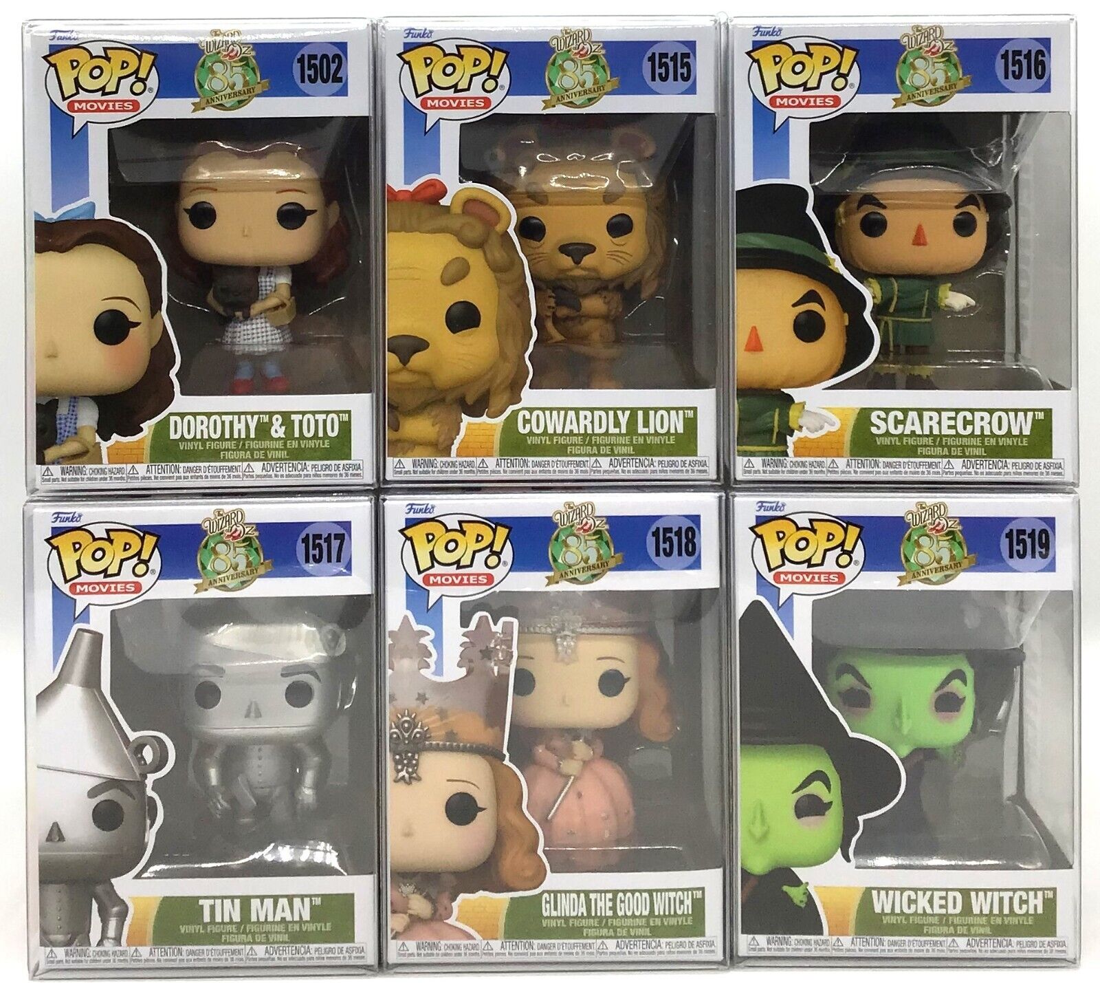 Funko Pop The Wizard of Oz 85th Anniversary Complete Set of 6 with Protectors