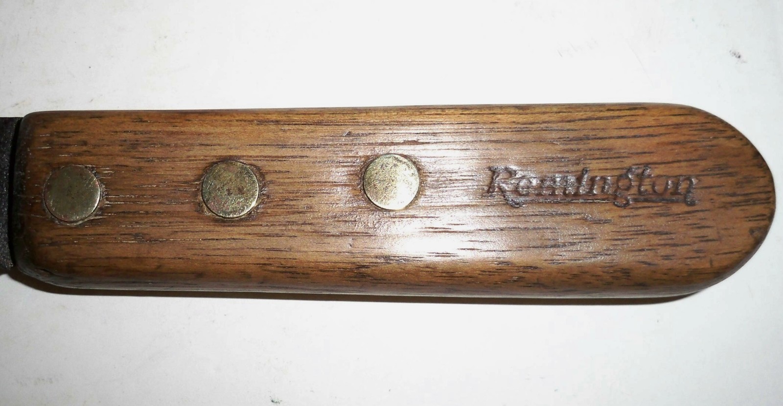 Vintage REMINGTON Hammered Butcher Knife with MOORMAN'S Feed Advertising/3 Rivet