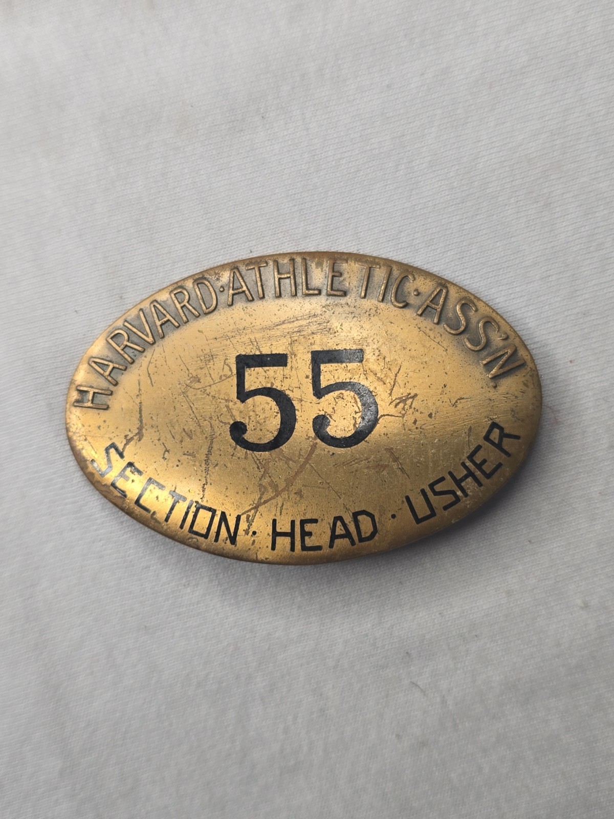 RARE 1920s VINTAGE HARVARD UNIVERSITY BRASS EMPLOYEE ID BADGE PIN - ATHLETICS RARE 1920s VINTAGE HARVARD UNIVERSITY BRASS EMPLOYEE ID BADGE PIN - ATHLETICS