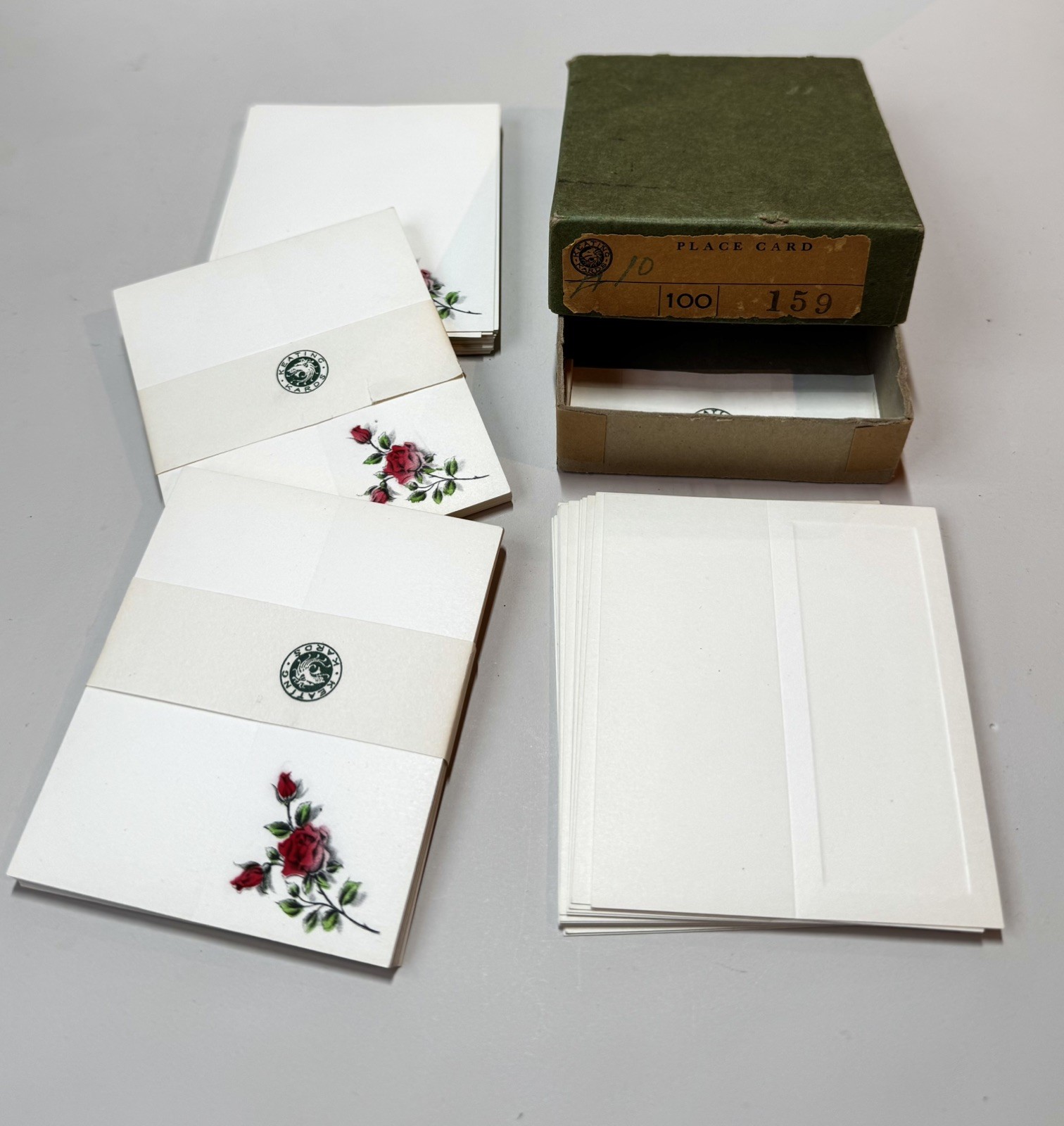112 Vintage 1930s Wedding Place Cards NOS Rose Floral Victorian Style Keating