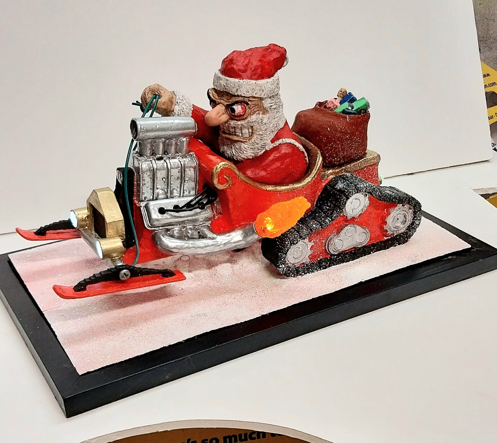 HOT ROD SANTA,  limited Original sculpture by Ken Glenn,