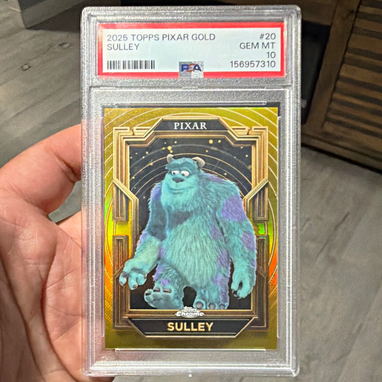 Topps 2025 Pixar Gold Monsters Inc Sulley #20 PSA 10 Graded Trading Card