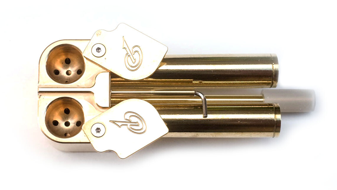 Double Barrel Shaka Brass Smoking Pipe Screenless Built-in Poker Proto Pipe 2.0 Double Barrel Shaka Brass Smoking Pipe Screenless Built-in Poker Proto Pipe 2.0