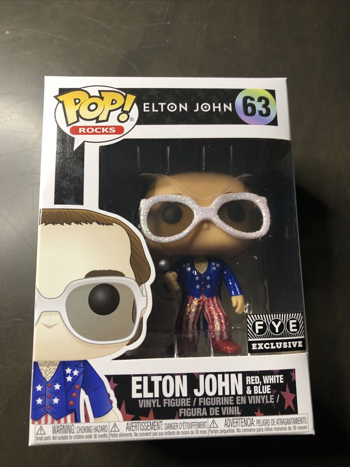 Funko Elton John FYE Exclusive Glitter Pop 63 Red White And Blue