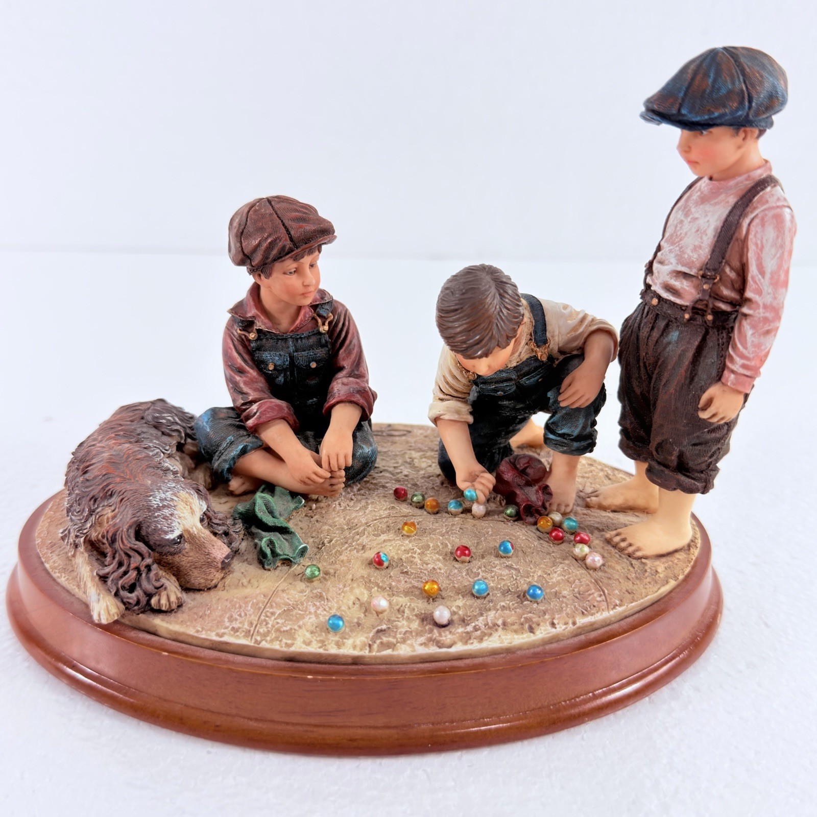 Vanmark Timeless Treasures Wiped Out Jim Daly Figurine Boys Marbles Dog 1988 Vanmark Timeless Treasures Wiped Out Jim Daly Figurine Boys Marbles Dog 1988