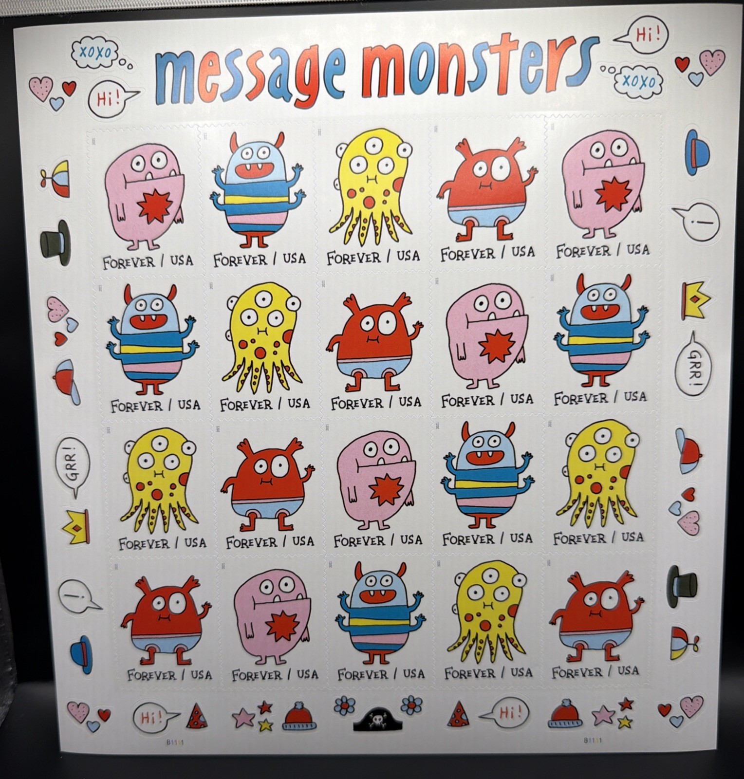 2021 USPS Message Monsters Forever Stamp Sheet of 20 Collectible Stamps 2021 USPS Message Monsters Forever Stamp Sheet of 20 Collectible Stamps