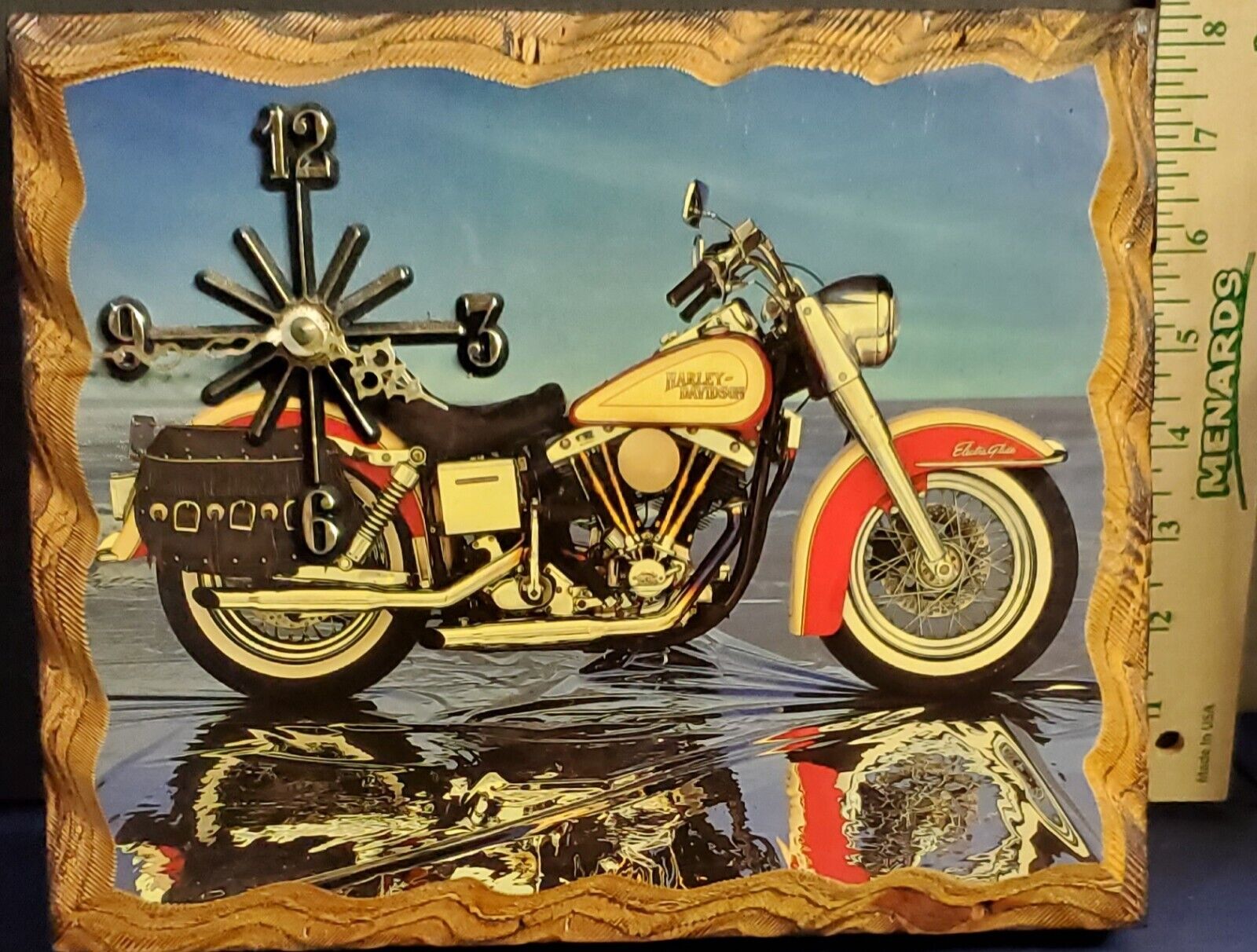 Vintage Harley Davidson Electra glide motorcycle wooden wall clock