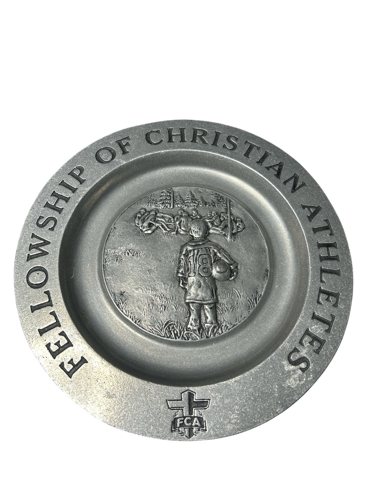 Vintage Fellowship of Christian Athletes Aluminum Charger Plate Tray 10.5" Vintage Fellowship of Christian Athletes Aluminum Charger Plate Tray 10.5"