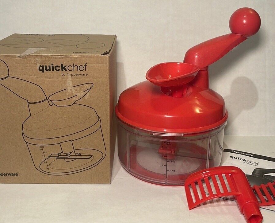 TUPPERWARE Quick Chef Food Processor Chopper Mixer Whisk Red 