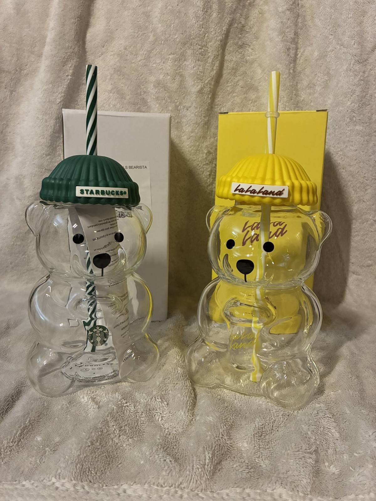 La La Land Kind Cafe Glass Yellow Bear NEW IN BOX & La La Land Kind Cafe Glass Yellow Bear NEW IN BOX &