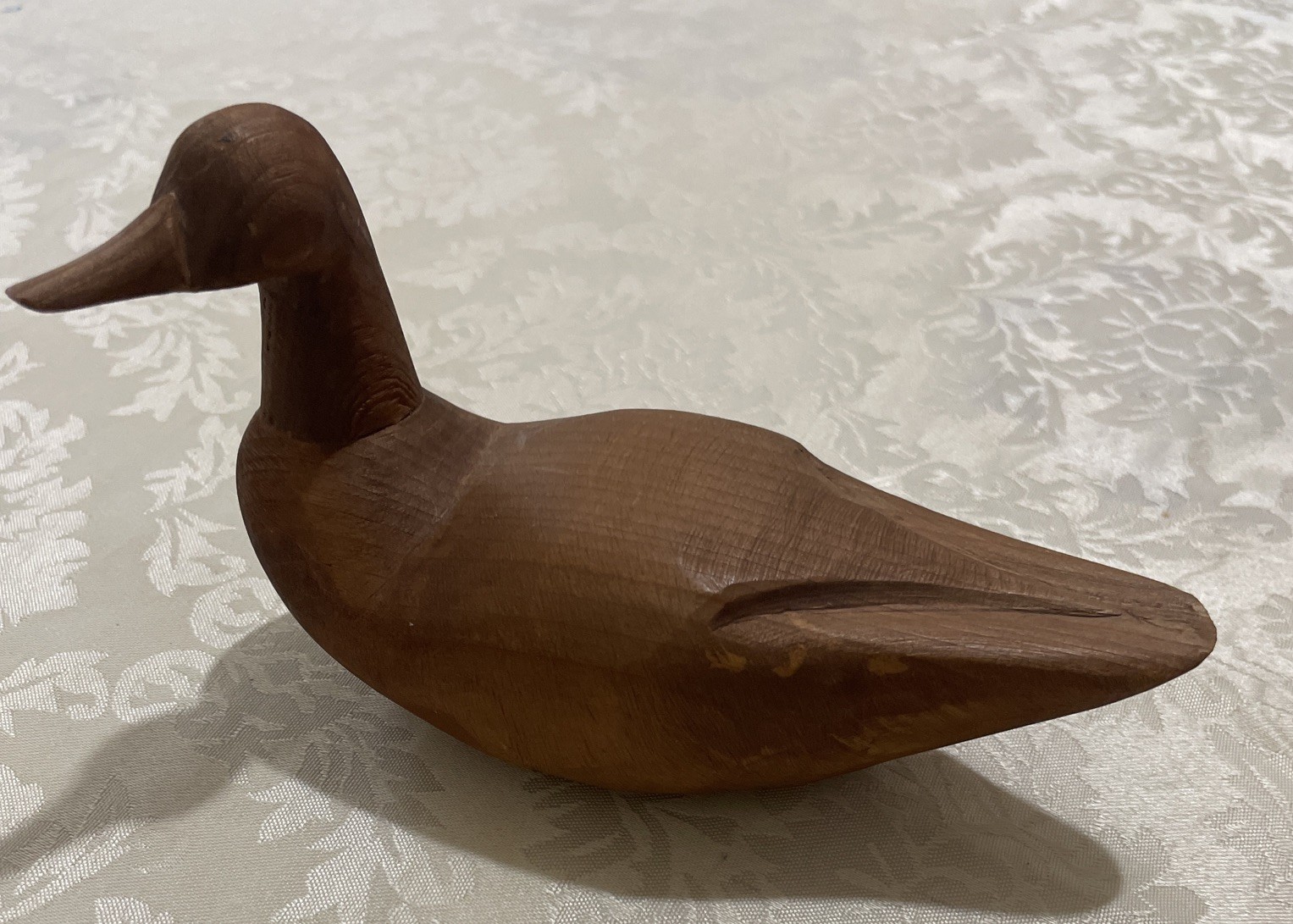 Vintage Hand Carved Duck Figurine Signed