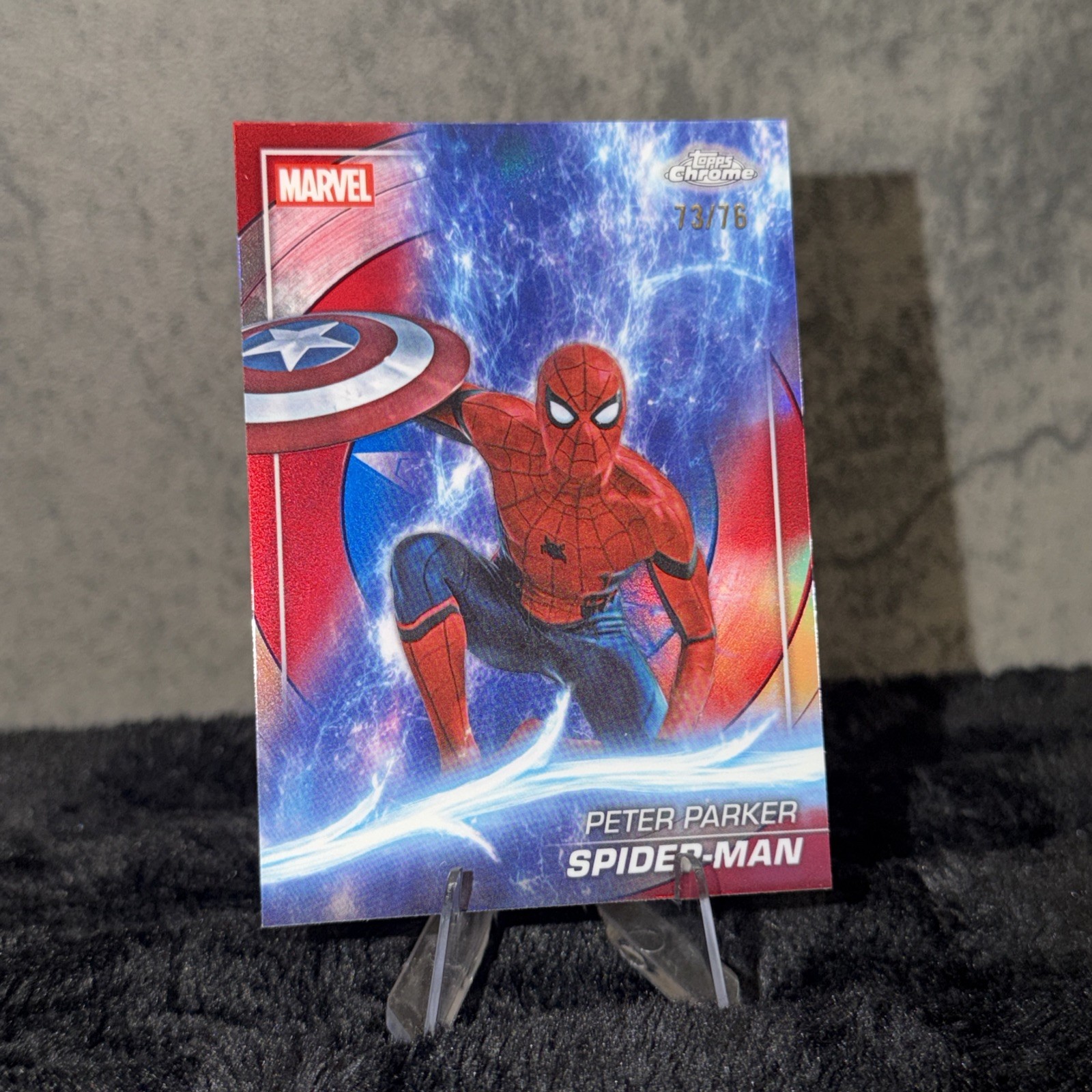 2025 Topps Chrome Marvel Studios Spider-Man Captain America Refractor 73/76 #61