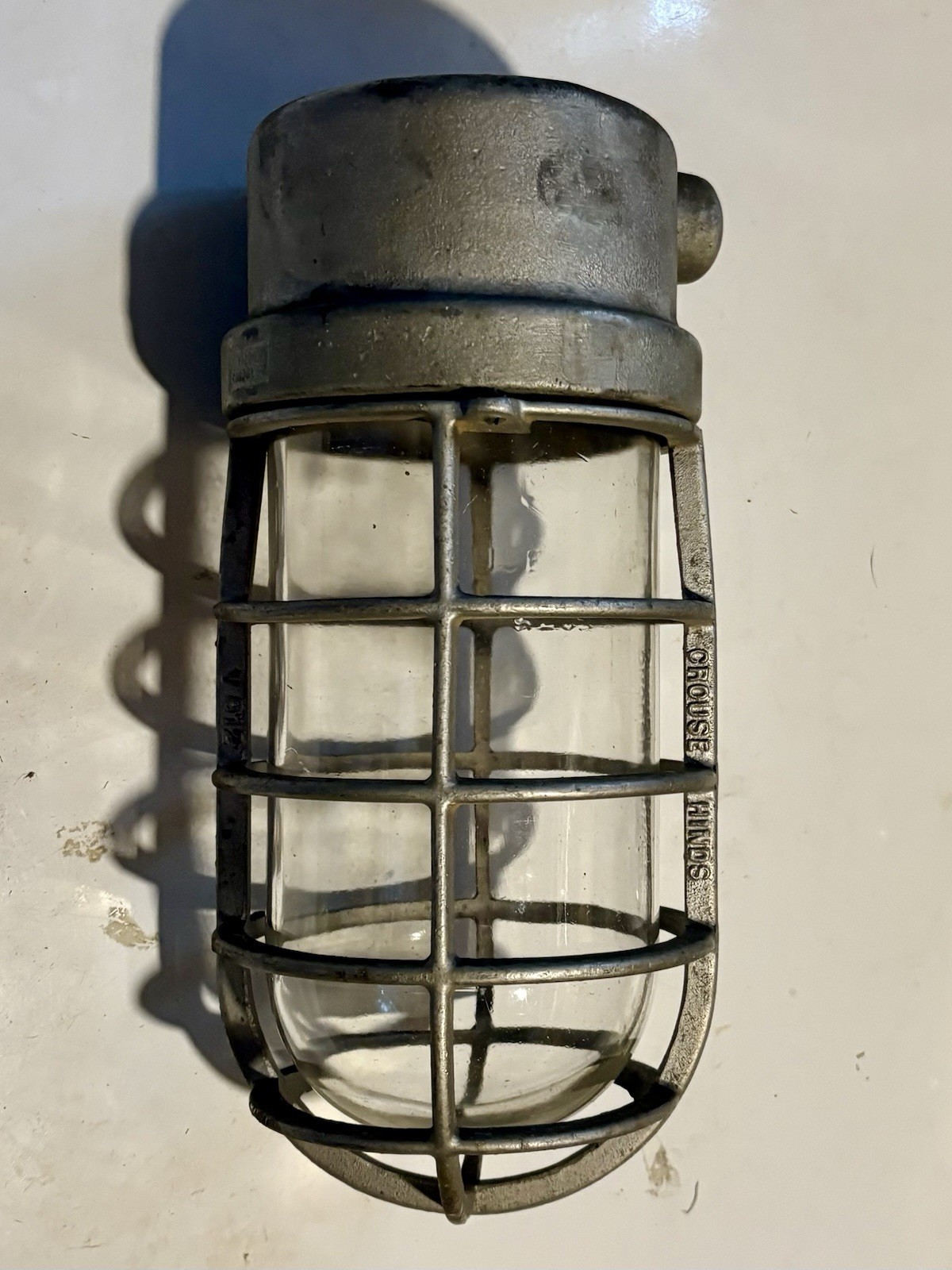 Vintage Crouse Hinds Industrial Explosion Proof Light Fixture Caged Shade Globe