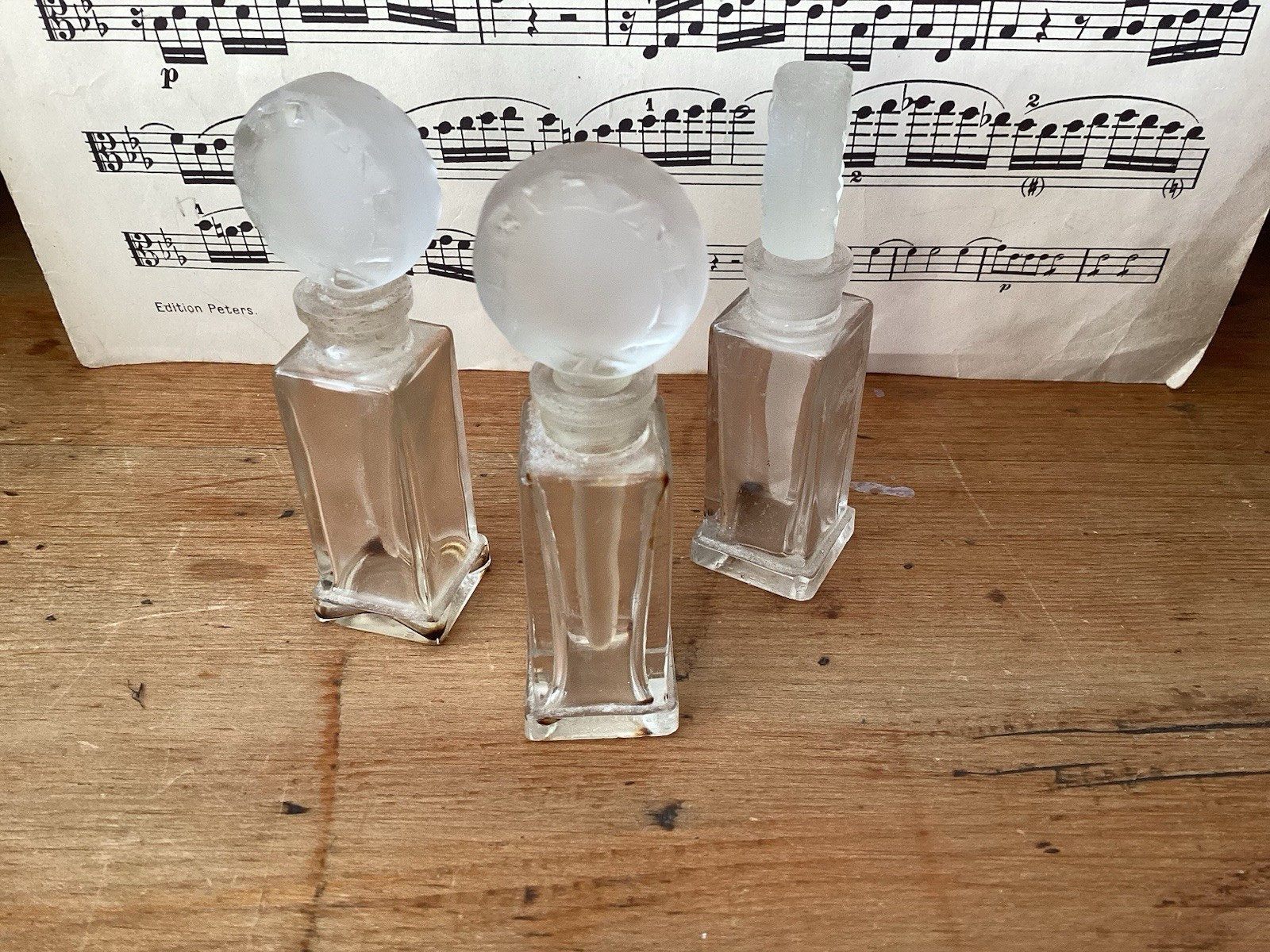Set Of 3 Antique Lancôme Perfume Bottles W Dauber/ Stoppers. Set Of 3 Antique Lancôme Perfume Bottles W Dauber/ Stoppers.