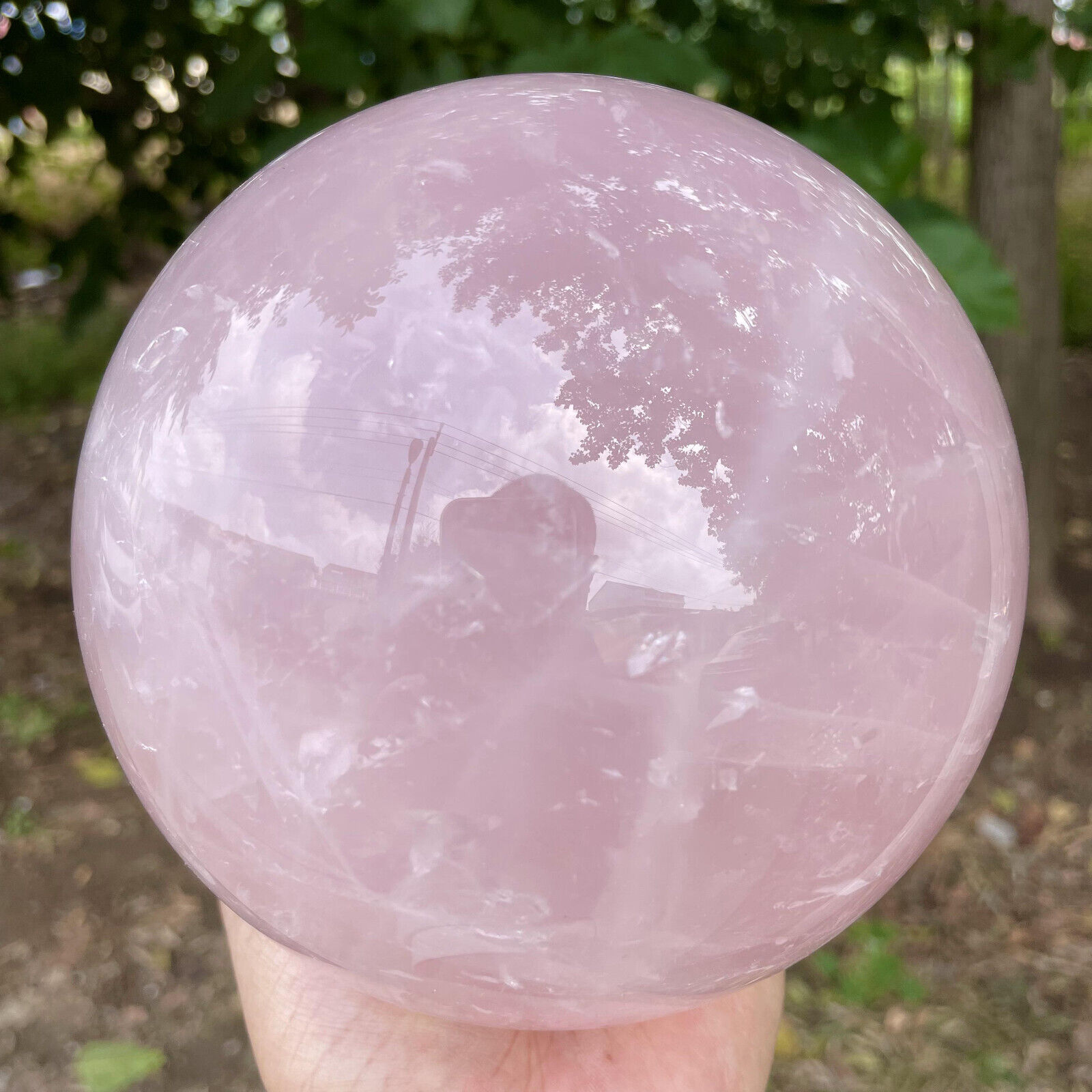 3860g Natural Hot Pink Rose Quartz Sphere Crystal Ball Reiki Healing