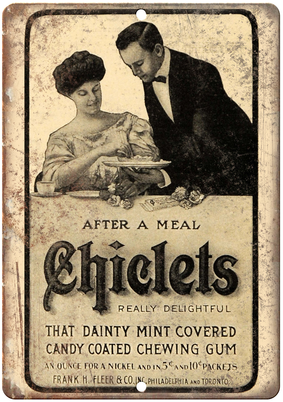 Chicklets Chewing Gum Vintage Ad 12" x 9" Reproduction Metal Sign N245 Chicklets Chewing Gum Vintage Ad 12" x 9" Reproduction Metal Sign N245