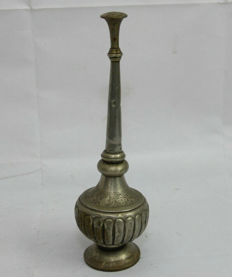 Old Vintage Indian Brass Engraved Rose Water Perfume Sprinkler Rare Gulabdani G1 Old Vintage Indian Brass Engraved Rose Water Perfume Sprinkler Rare Gulabdani G1