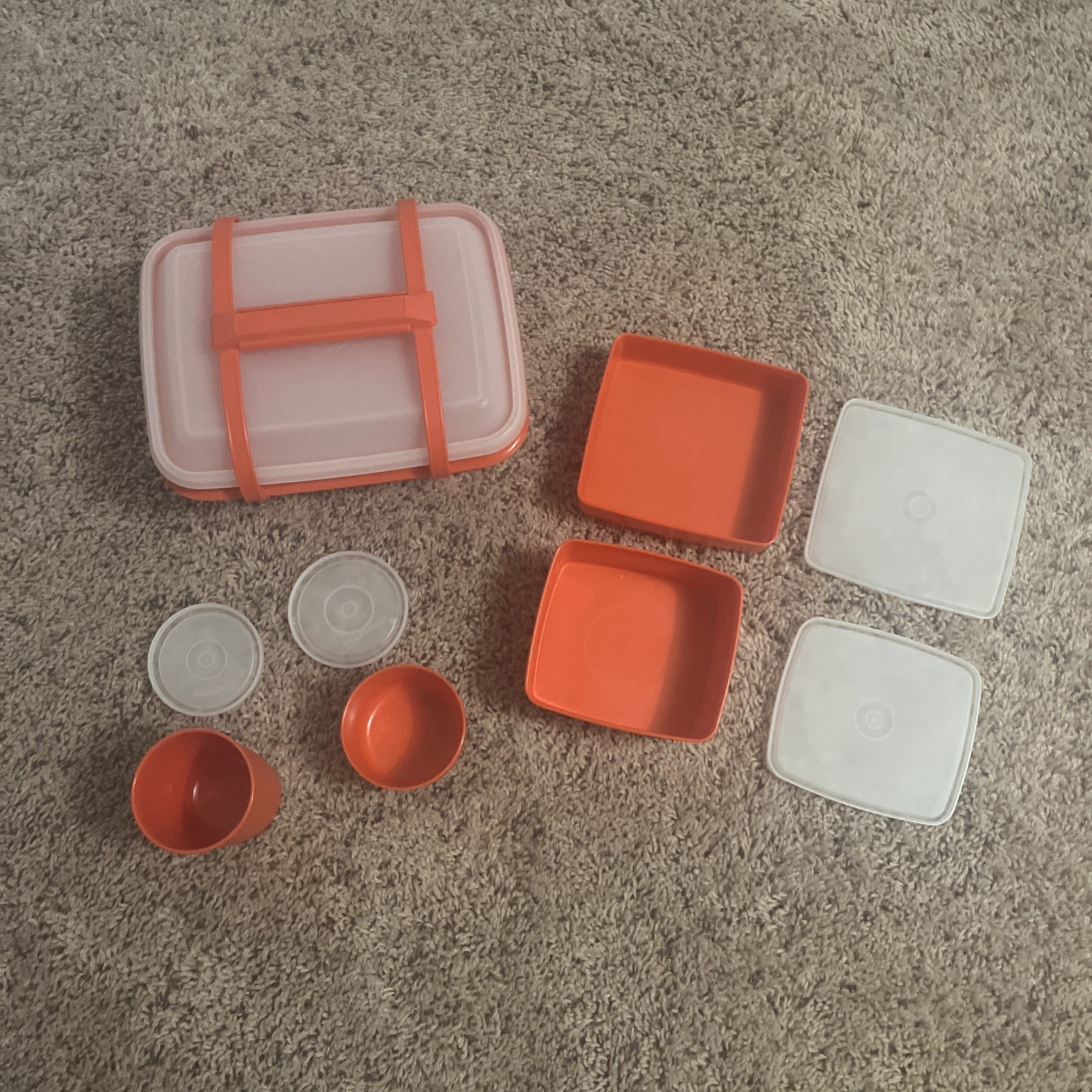 Vintage Tupperware Pak N Carry 5 Piece Matching Set Lunchbox Never Used