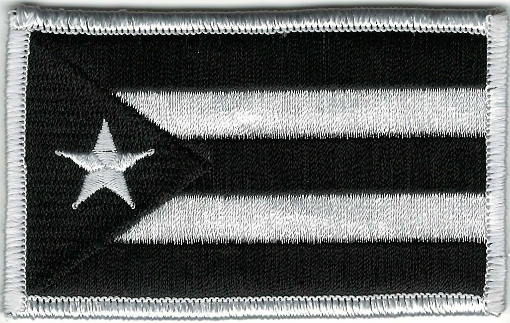 Puerto Rico Urban Flag Patch White Black Fits For VELCRO® BRAND Loop Fastener