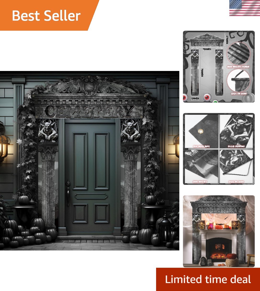 3 Pcs Halloween Cemetery Archway Halloween Cemetery Banners