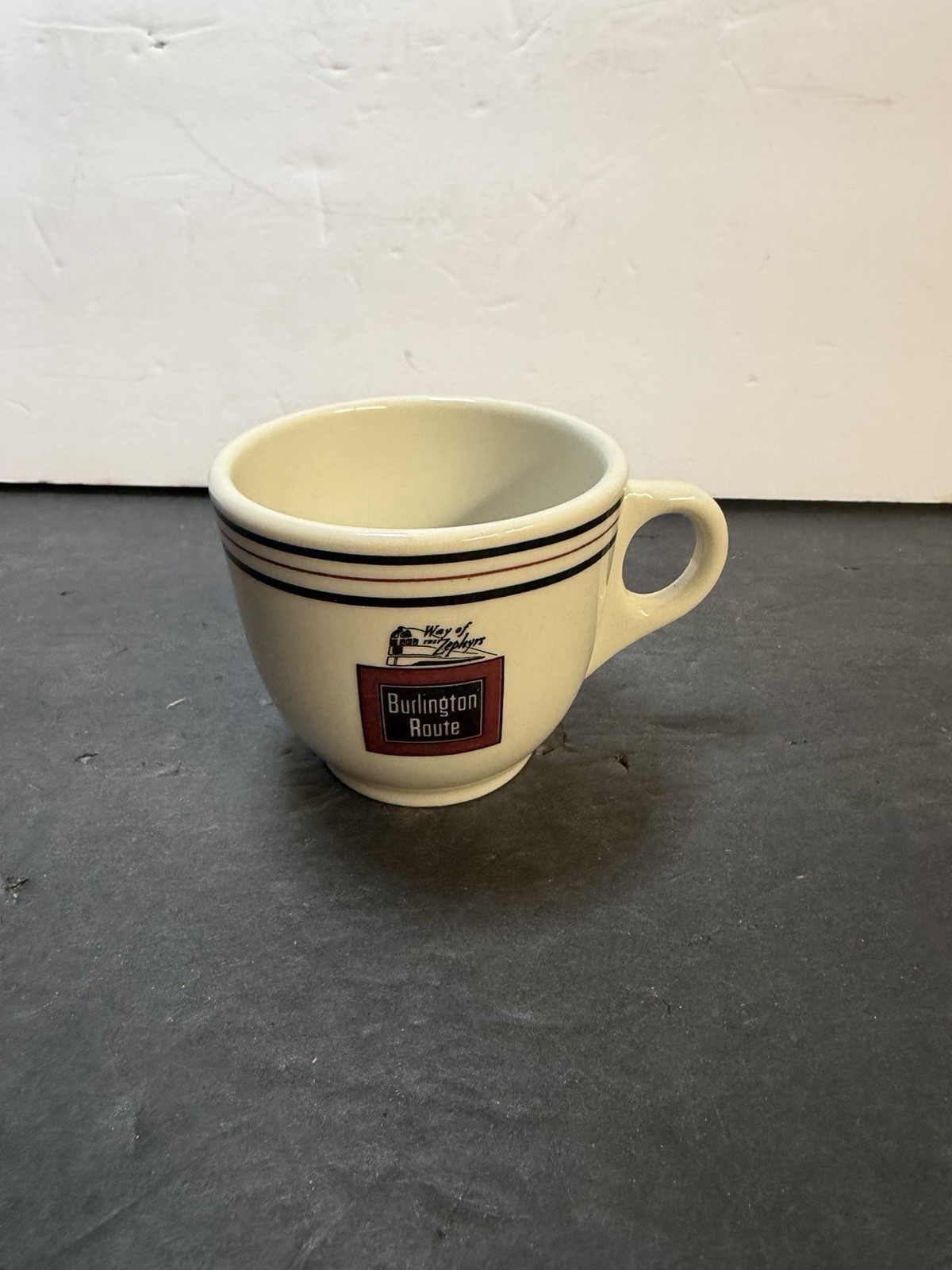 Unique Vtg Sterling China Burlington Route "Way of the Zephyrs" Cup And Saucer Unique Vtg Sterling China Burlington Route "Way of the Zephyrs" Cup And Saucer