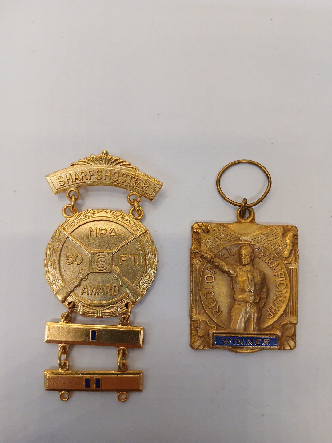 2X Vintage NRA Sharpshooter 50 FT Award + Regional Championship Winner Medals 2X Vintage NRA Sharpshooter 50 FT Award + Regional Championship Winner Medals