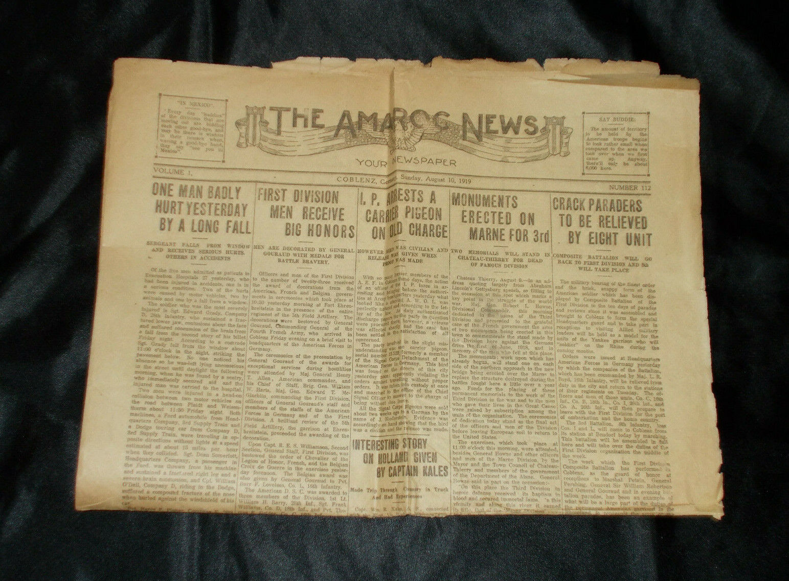 RARE TWO WWI THE AMAROC AMERICAN ARMY OF OCCUPATION COBLENZ GERMANY NEWSPAPERS