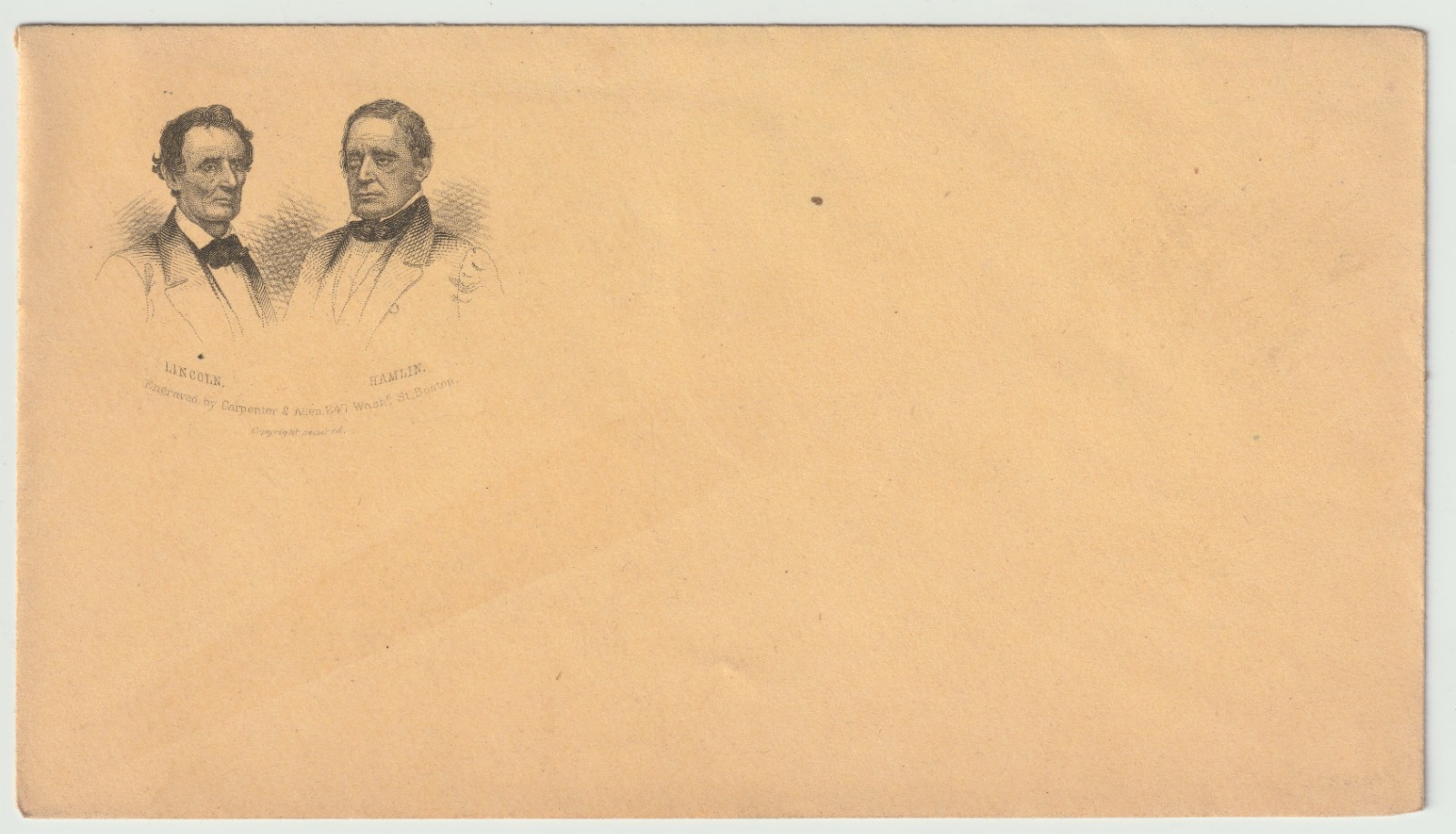 1860 Lincoln Hamlin Campaign Cover, Carpenter Allen, Boston Milgram AL-95 Unused 1860 Lincoln Hamlin Campaign Cover, Carpenter Allen, Boston Milgram AL-95 Unused