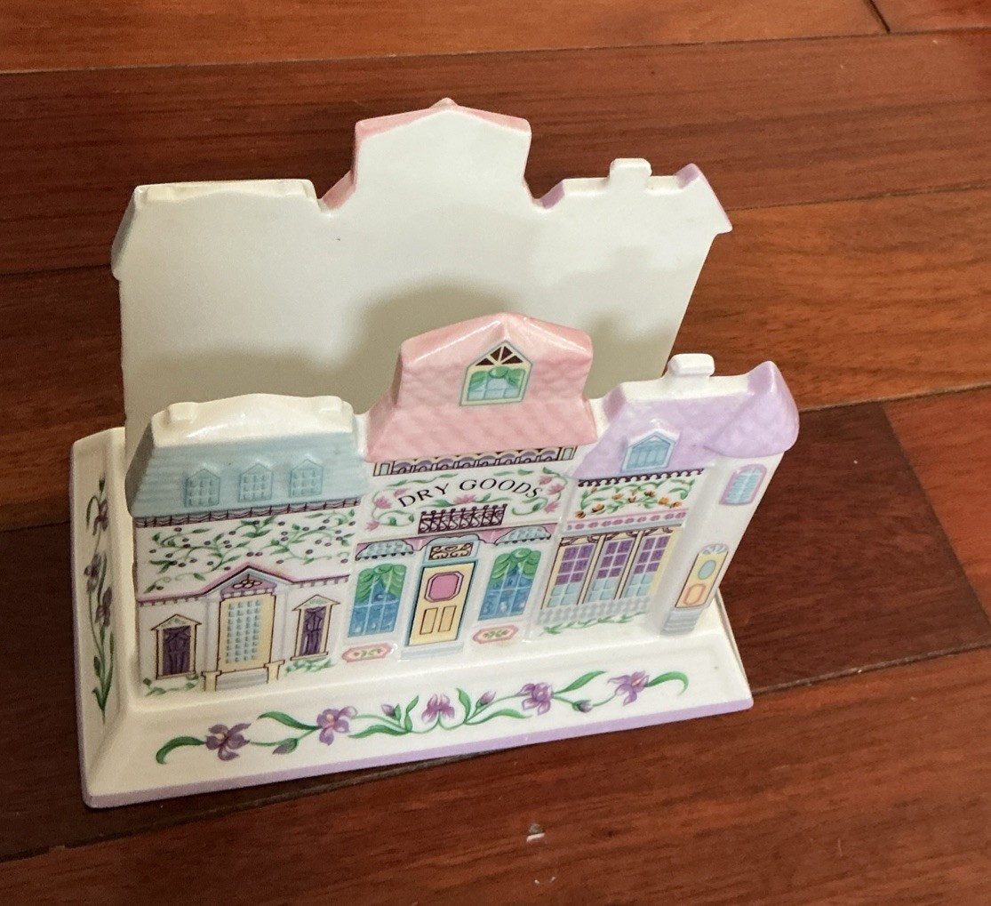 Vintage 1994 Lenox Village Dry Goods Napkin Holder Fine Porcelain Spice Village