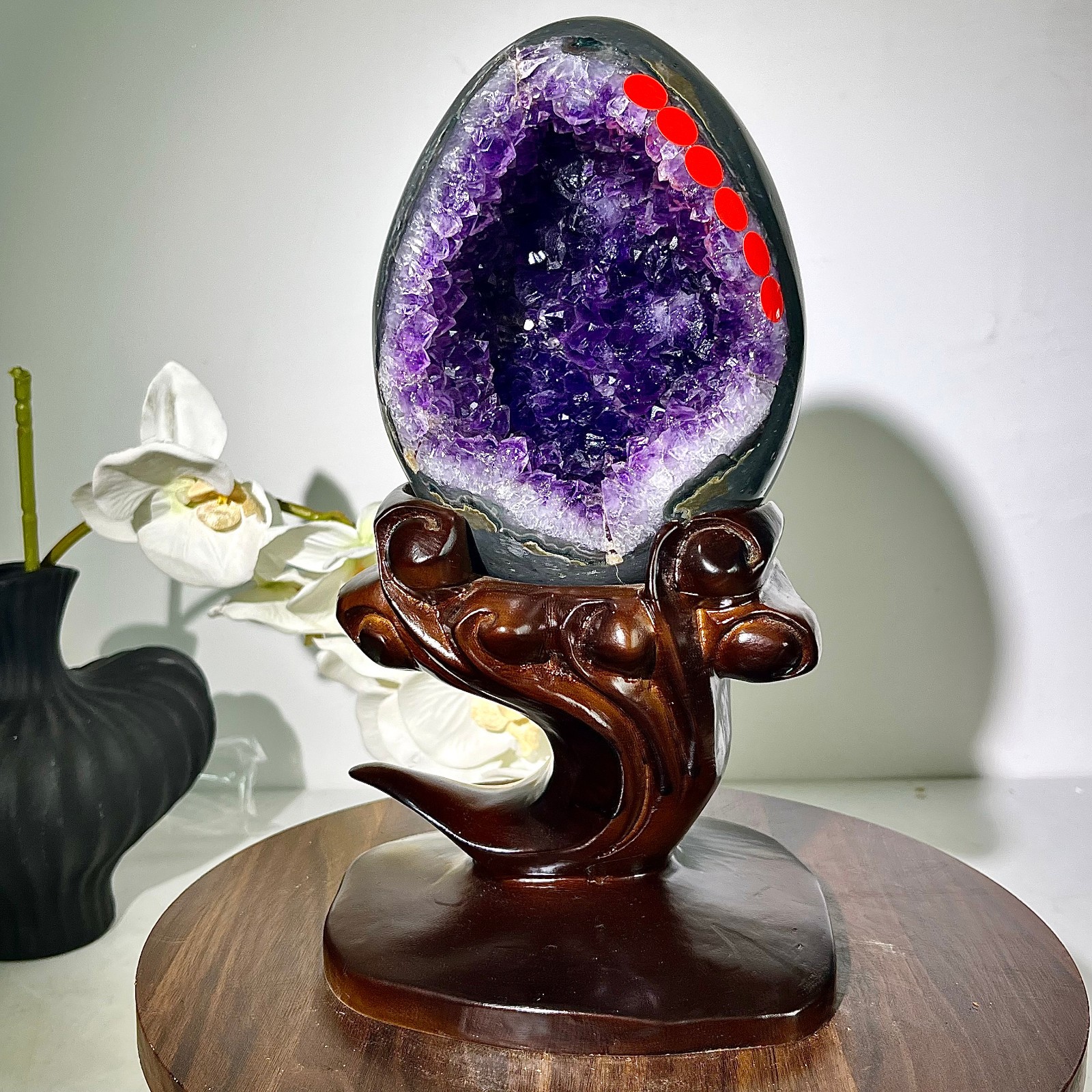 8.6LB Rare Uruguayan amethyst dragon egg cave decoration+base