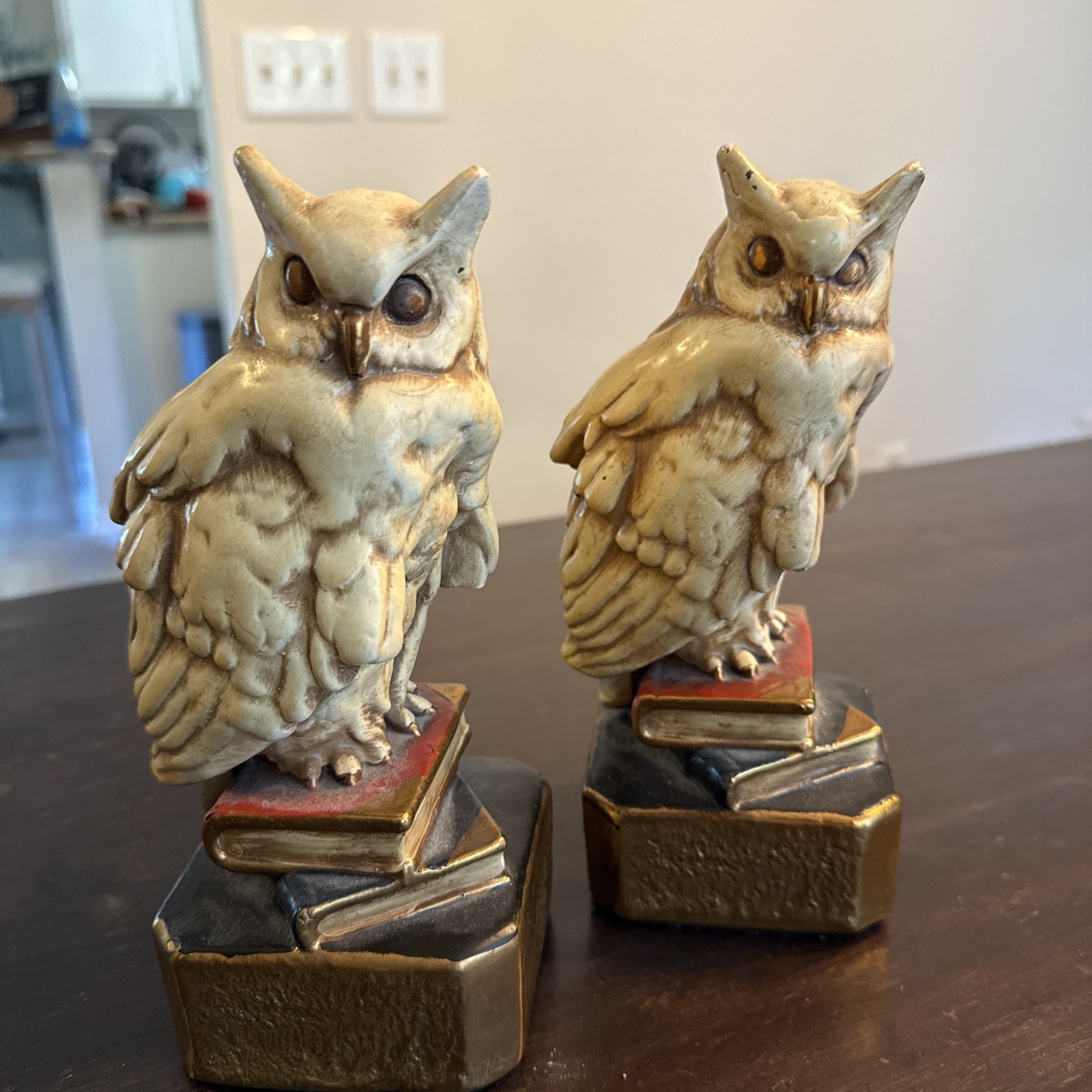 ANTIQUE MARION BRONZE CLAD MFG. CO. WILD OWL STATUE SCULPTURE BOOKENDS ANTIQUE MARION BRONZE CLAD MFG. CO. WILD OWL STATUE SCULPTURE BOOKENDS