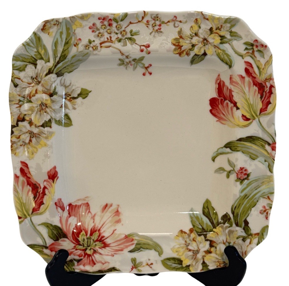 222 Fifth Ellis Square Dinner Plate 11” Certified International Set Of 2 EUC 222 Fifth Ellis Square Dinner Plate 11” Certified International Set Of 2 EUC