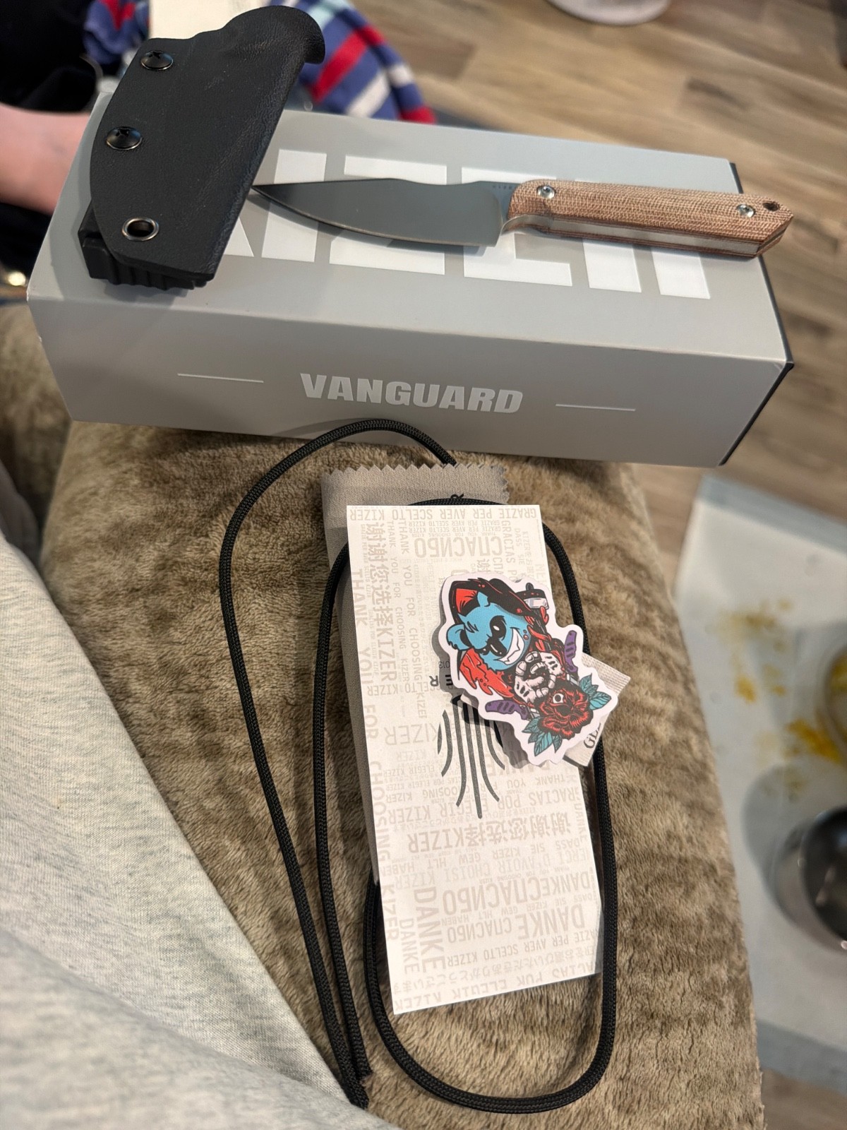 Kizer Mini Harpoon Drop Point Fixed Knife AEB-L Blade Micarta Handle With Sheath Kizer Mini Harpoon Drop Point Fixed Knife AEB-L Blade Micarta Handle With Sheath