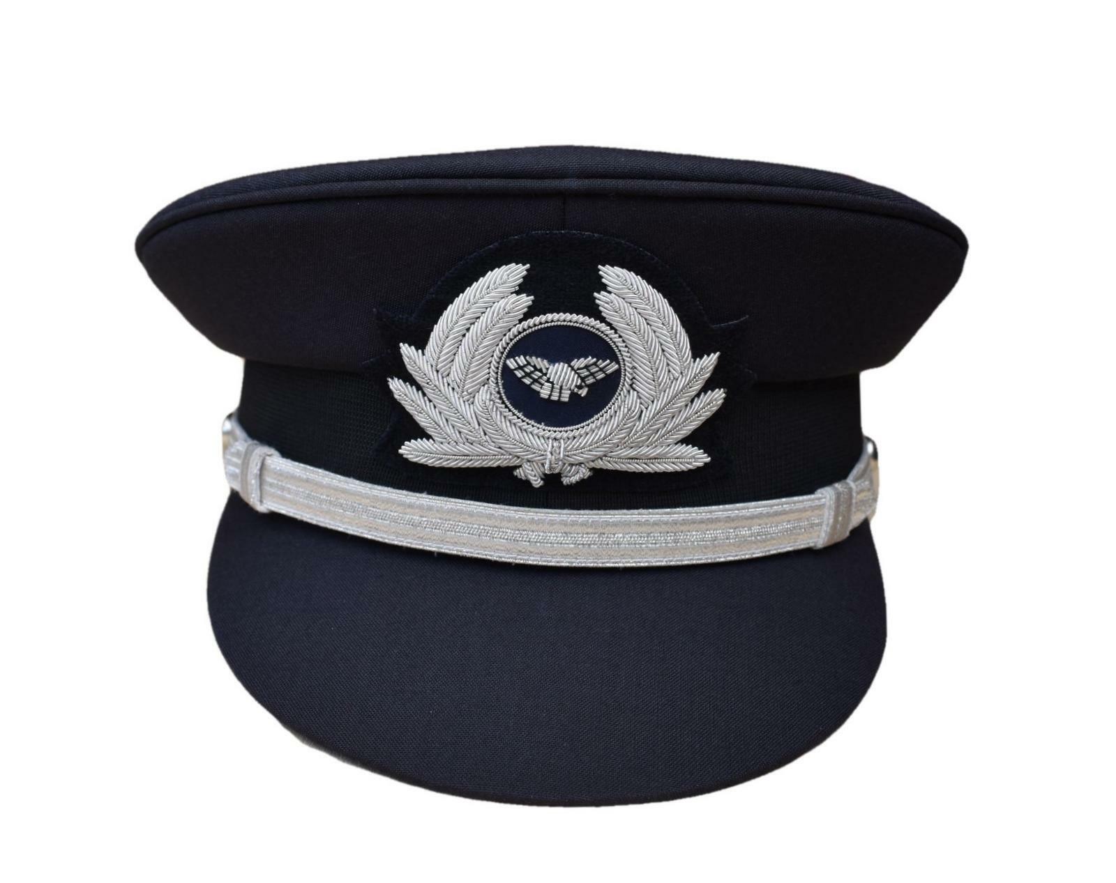 Pilot Cap with Generic Silver Cap Badge Navy Blue Airline Cap R2201 Pilot Cap with Generic Silver Cap Badge Navy Blue Airline Cap R2201