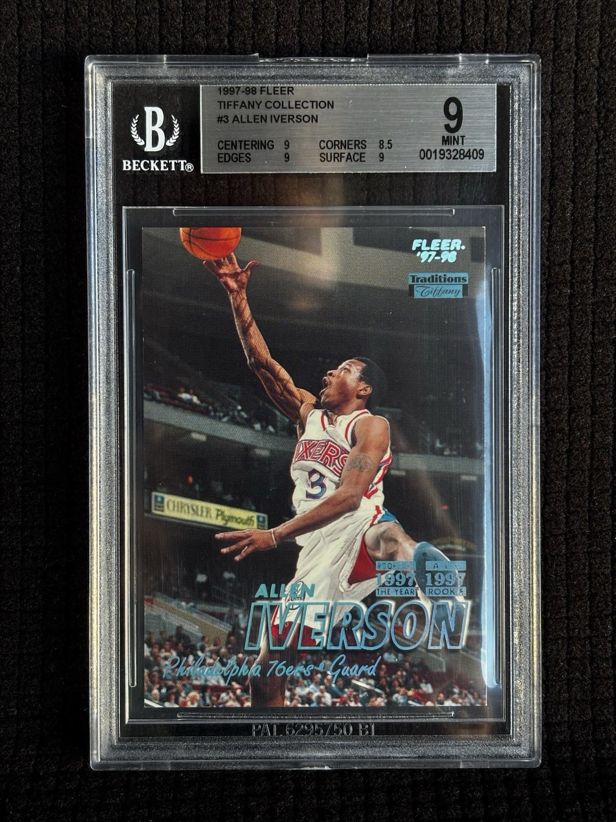 1997-98 Tiffany Allen Iverson #3 Fleer NBA Card BGS 9 1997-98 Tiffany Allen Iverson #3 Fleer NBA Card BGS 9