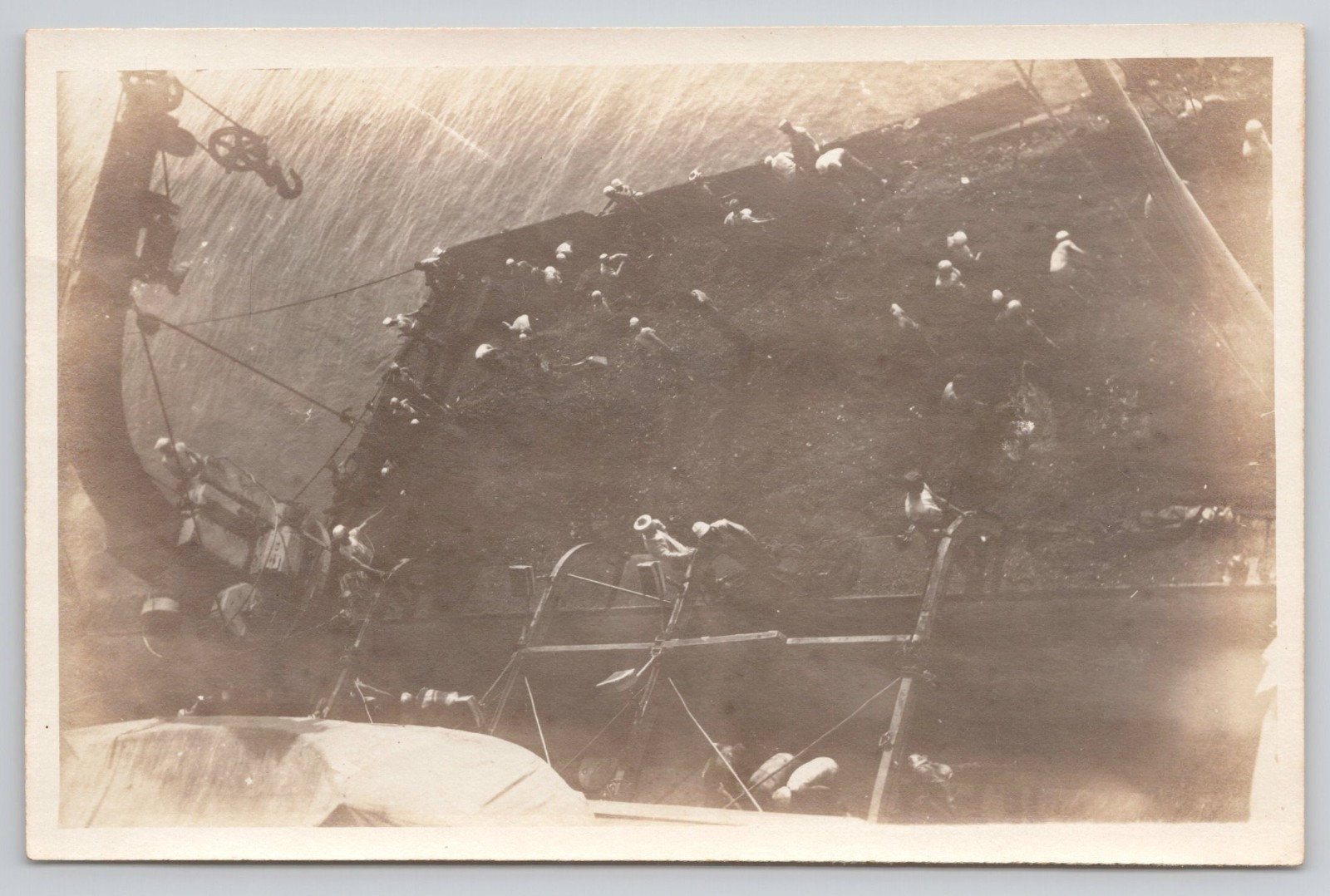 Coal Barge Midshipmen coaling a ship Found Photo RPPC c1919 Coal Barge Midshipmen coaling a ship Found Photo RPPC c1919