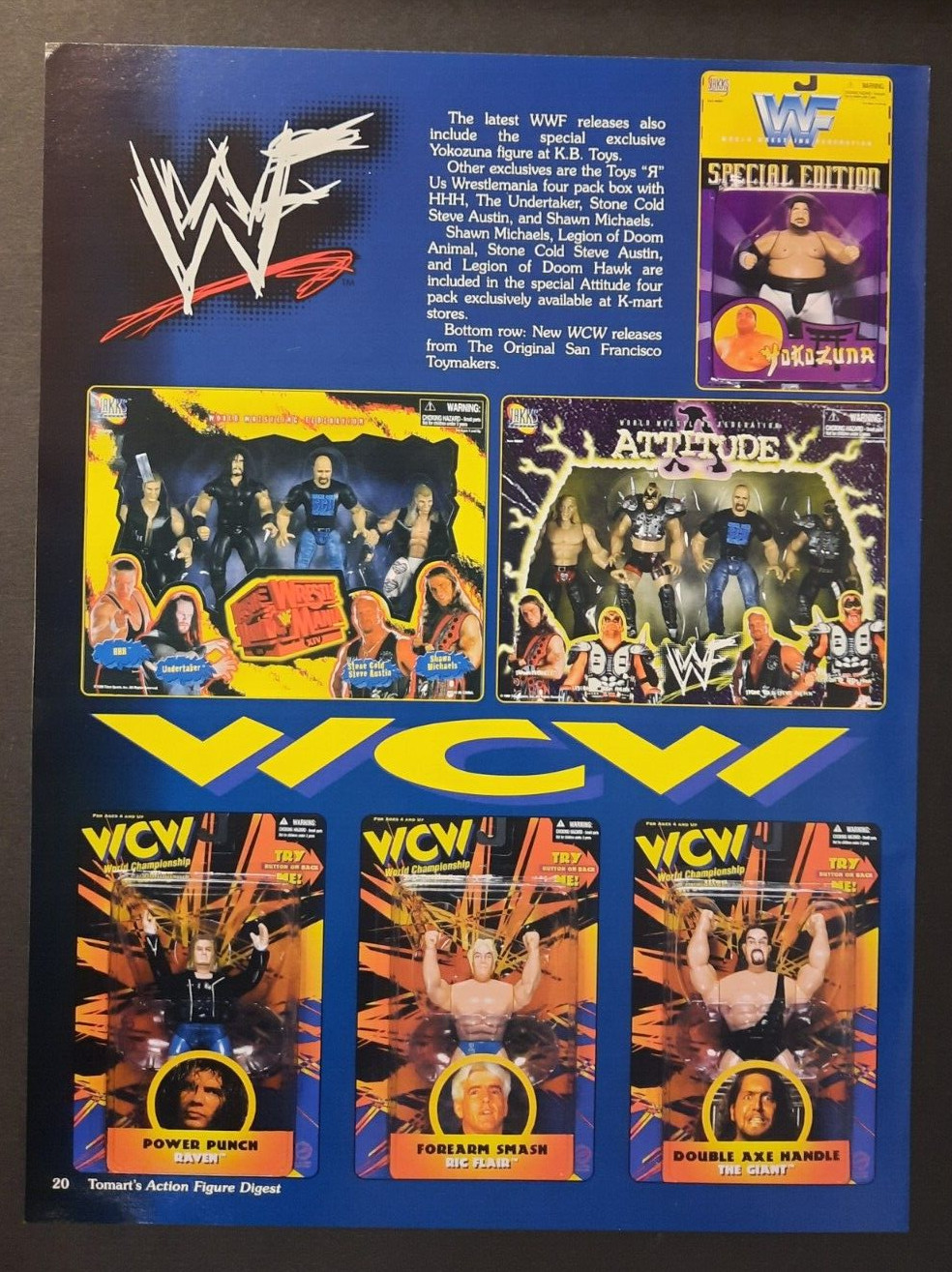 1998 WWF & WCW Jakks Figures Ric Flair The Giant~ Magazine Preview Page/PRINT AD 1998 WWF & WCW Jakks Figures Ric Flair The Giant~ Magazine Preview Page/PRINT AD
