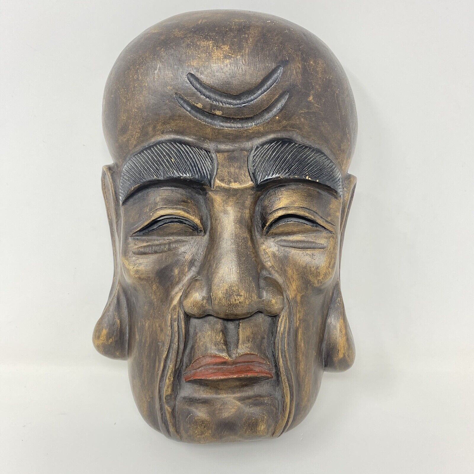 Vintage Antique Hand Carved Wooden Asian Mask Japan? Chinese?