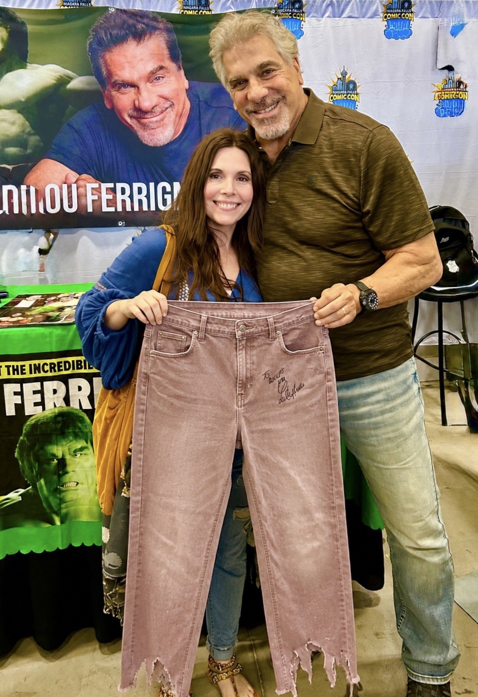 Incredibly Rare 1980s Incredible Hulk Pants Signed By Lou Ferrigno Incredibly Rare 1980s Incredible Hulk Pants Signed By Lou Ferrigno