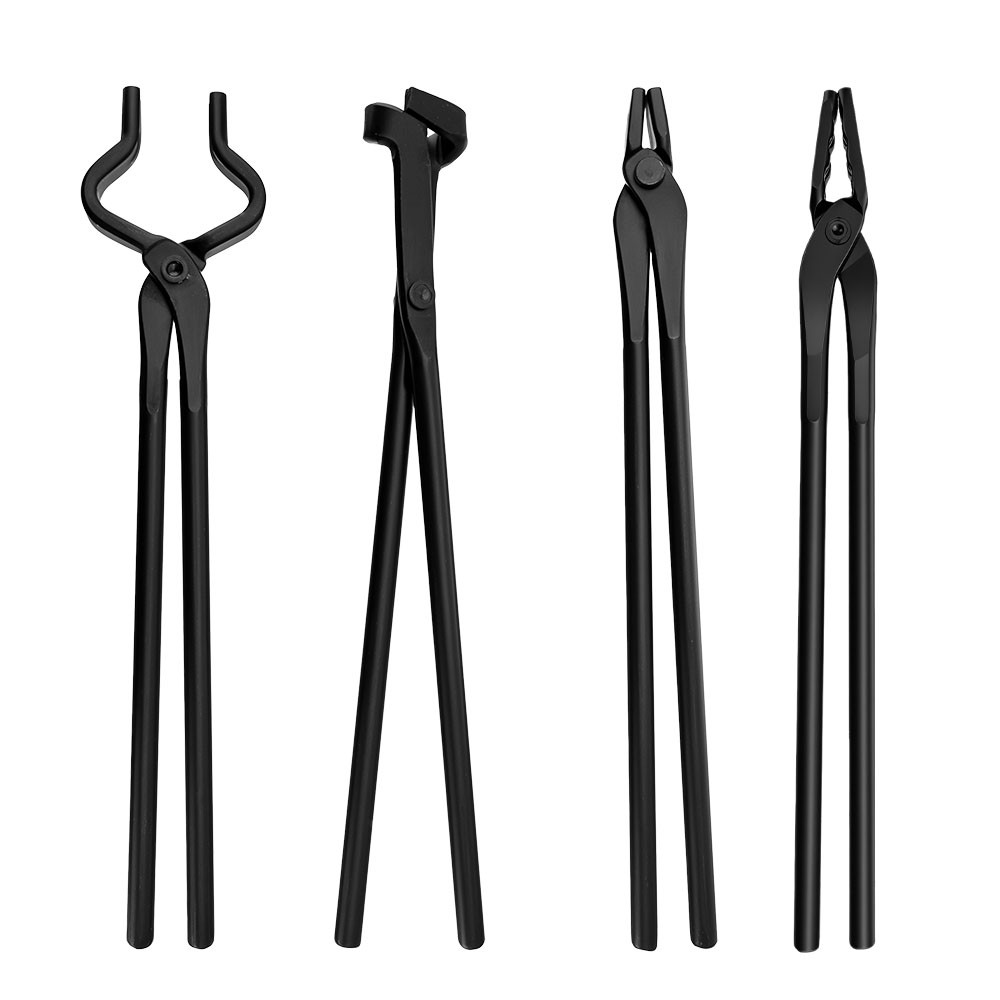 4PCS Heavy Duty Steel Blacksmith Tongs for Bladesmithing and Blacksmithing Tools 4PCS Heavy Duty Steel Blacksmith Tongs for Bladesmithing and Blacksmithing Tools